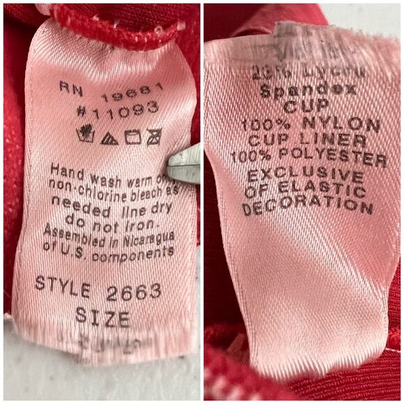 Cupid 38B American VINTAGE 90s Red Hand Dyed Elastic Pullover Bustier - Picture 7 of 7